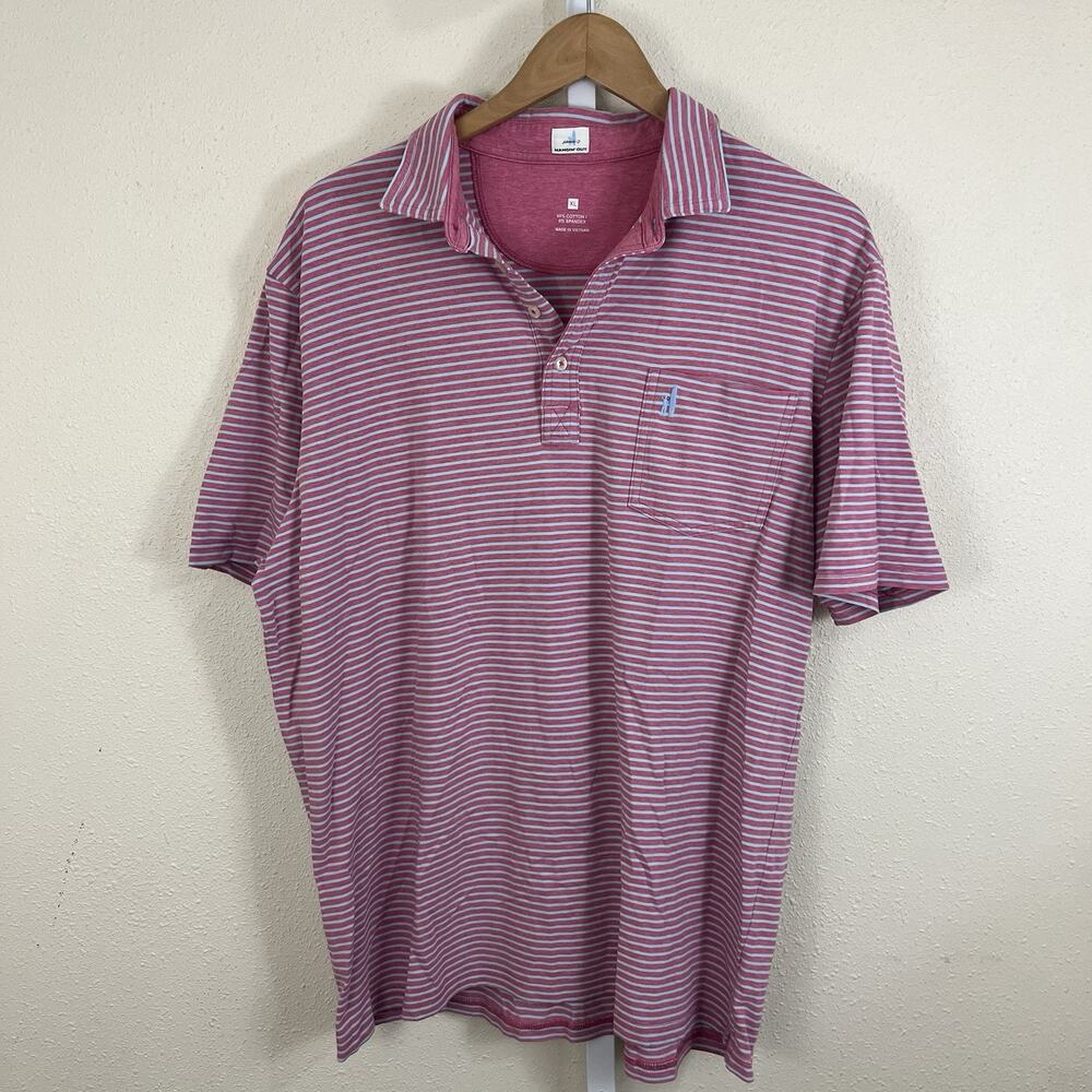 Johnnie-O Hangin Out Polo XL Rio Red Stripe Pocket Golf Shirt Mens - Picture 2 of 5